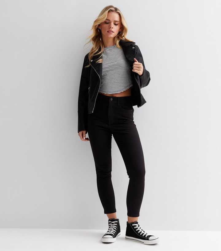 New Look lift and shape high waisted super skinny jeans in black