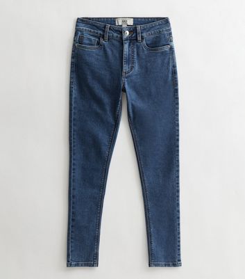 Petite Blue Mid Rise Amie Skinny Jeans New Look