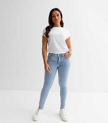 Petite Pale Blue Mid Rise Amie Skinny Jeans