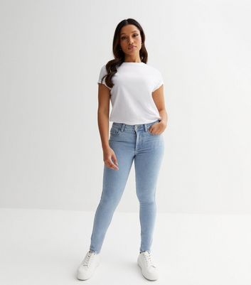 Petite Pale Blue Mid Rise Amie Skinny Jeans