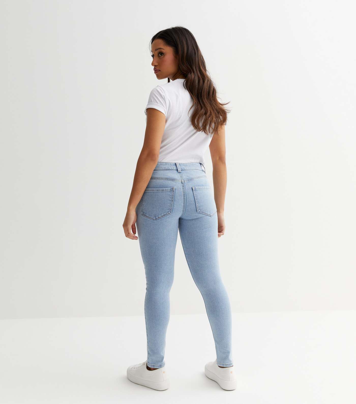 Petite Pale Blue Mid Rise Amie Skinny Jeans Image 4