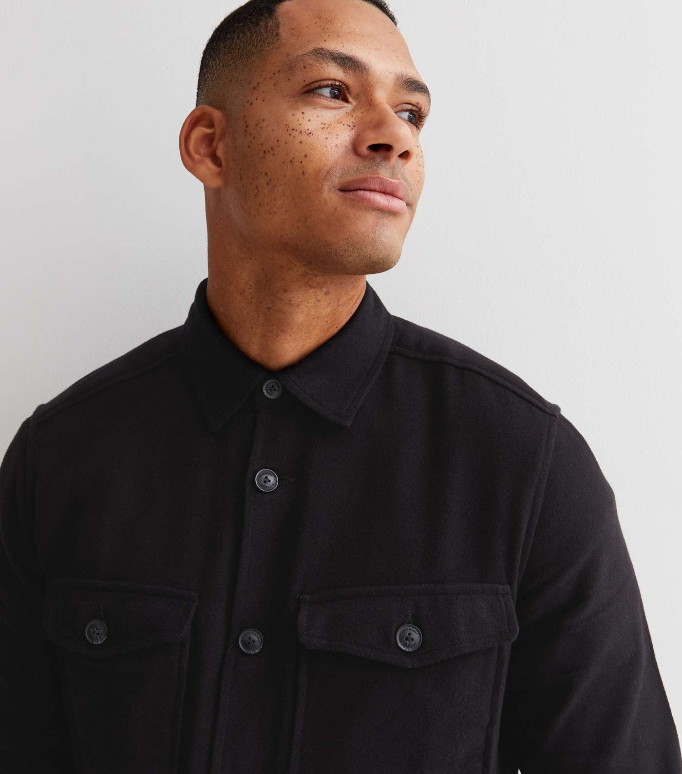 Only & Sons Black Pocket Front Button Shacket Image 2