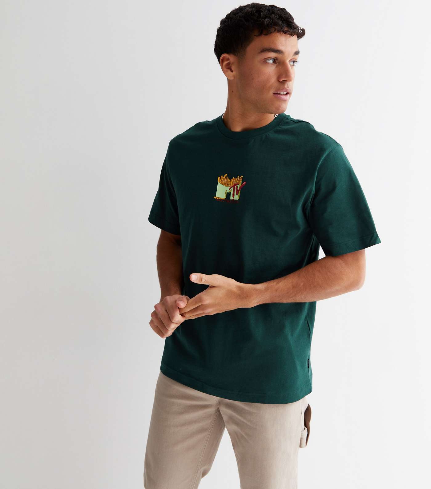 Only & Sons Dark Green MTV Front and Back Logo T-Shirt Image 3