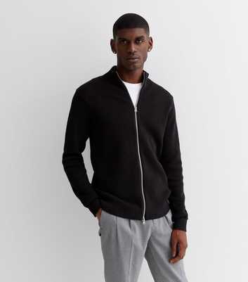 Only & Sons Black Knit Zip Front Cardigan