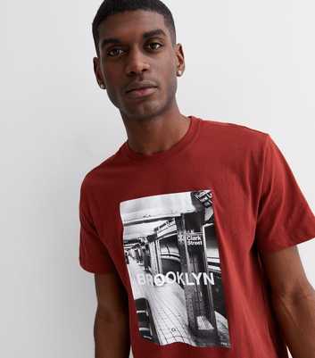 Only & Sons Burgundy Crew Neck Short Sleeve Brooklyn Logo T-Shirt