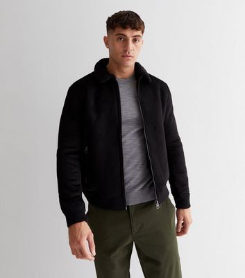 Mens suede shop borg jacket