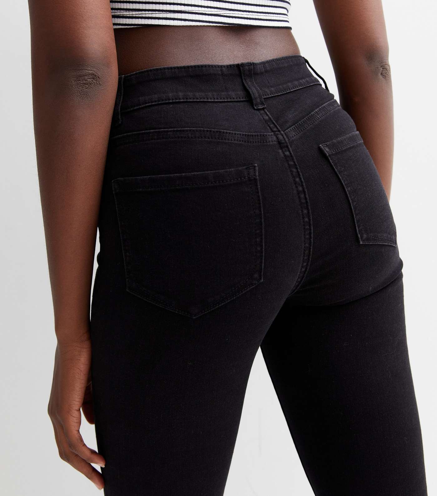 Tall Black Mid Rise Amie Skinny Jeans Image 3