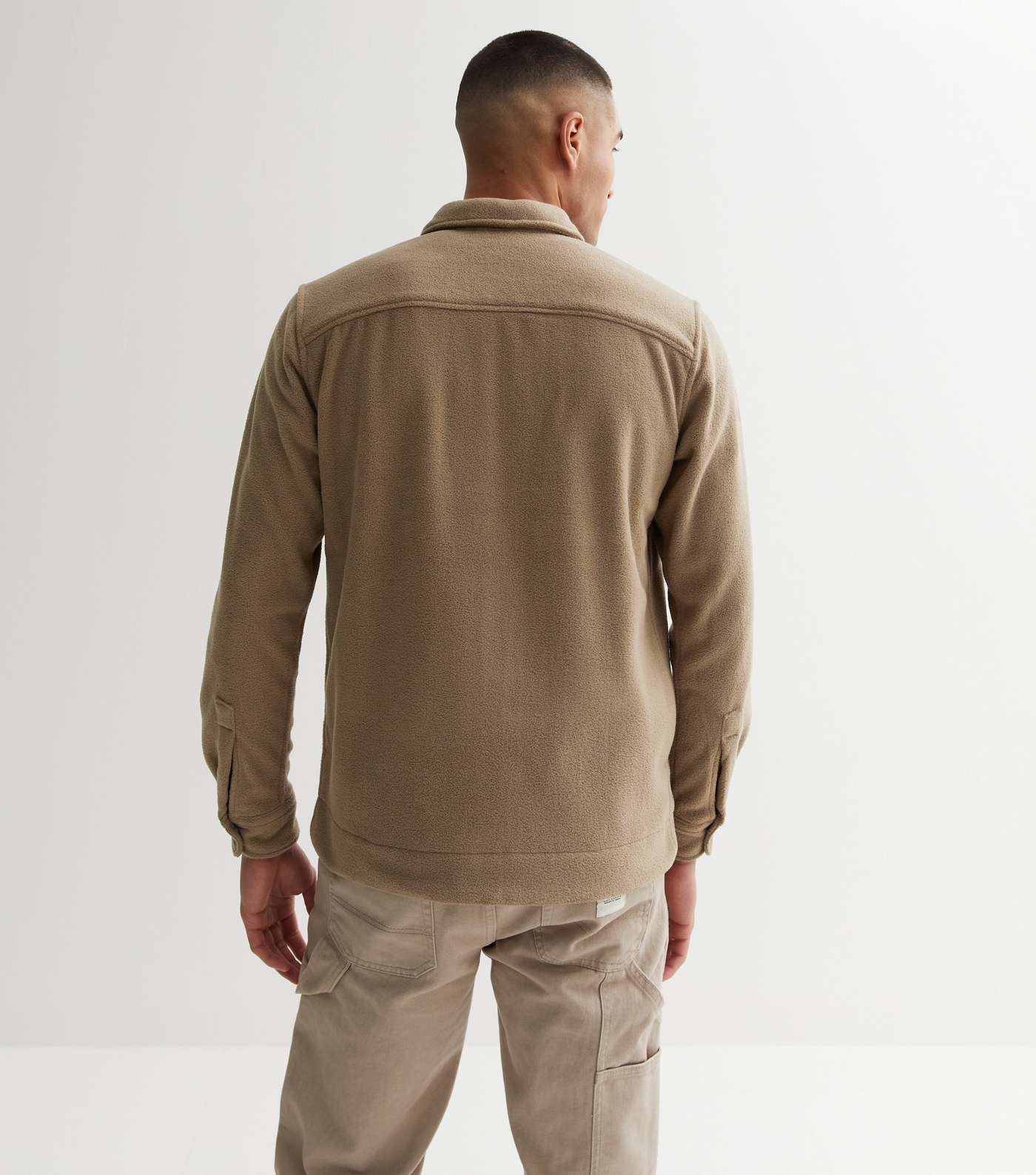 Only & Sons Stone Teddy Fleece Pocket Front Jacket Image 4