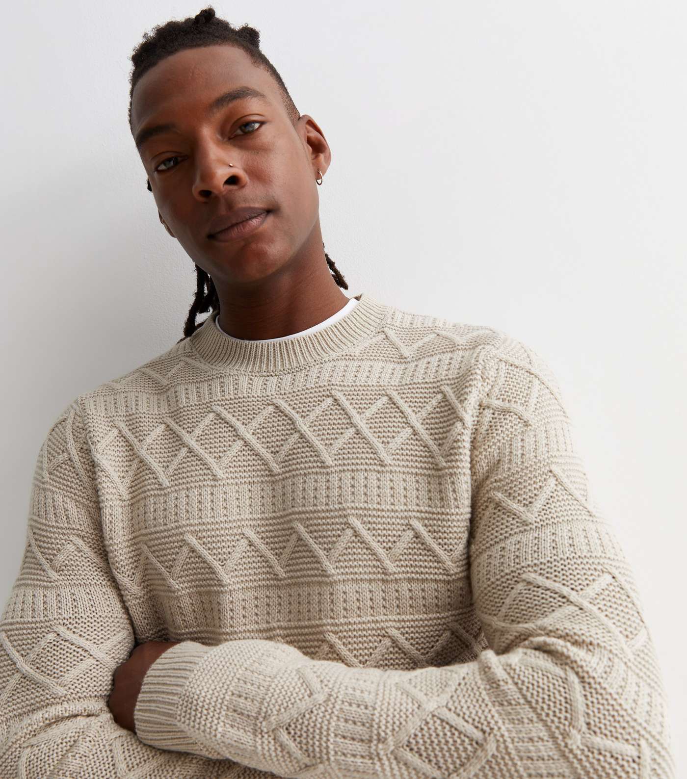Only & Sons Stone Textured Knit Crew Neck Jumper Image 2