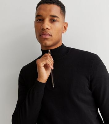 mens black zip neck jumper