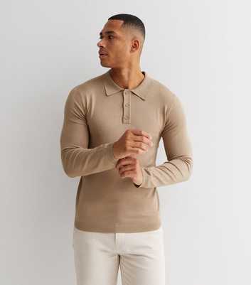 Only & Sons Stone Long Sleeve Polo Top