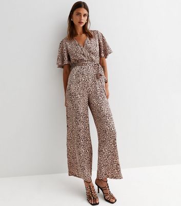 Satin leopard store print jumpsuit