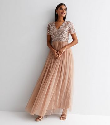 V Neck Tulle Maxi Dress In Floral | Warehouse