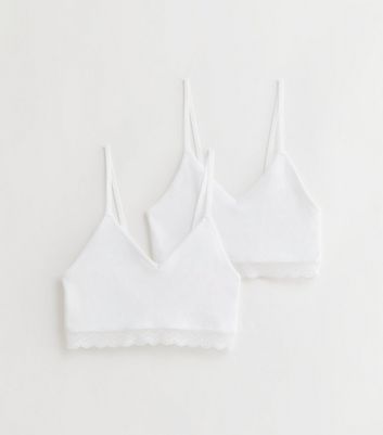 Girls 2 Pack White Lace Trim Crop Tops New Look