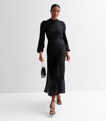3/4 Sleeve Ruched Dress - Black | Bamboo Body