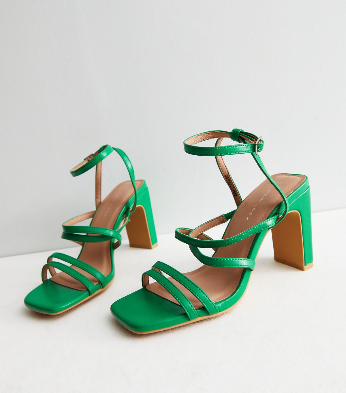Green Strappy Block Heel Sandals New Look