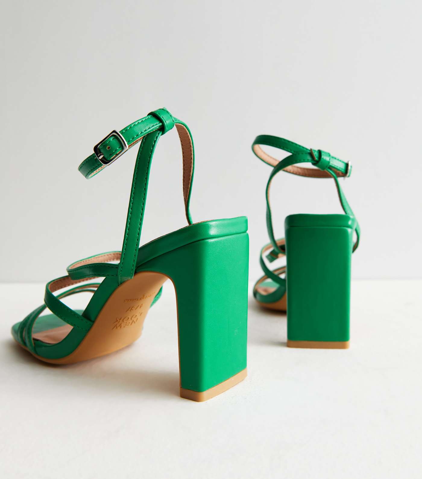 Green Strappy Block Heel Sandals Image 4