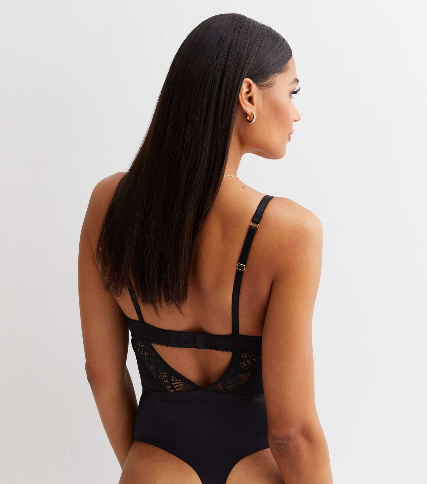 Black Lace Underwired Strappy Bodysuit Image 4