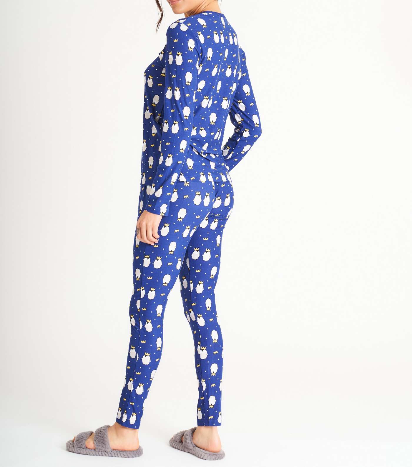 Loungeable Blue Legging Pyjama Set with Penguin Print Image 3