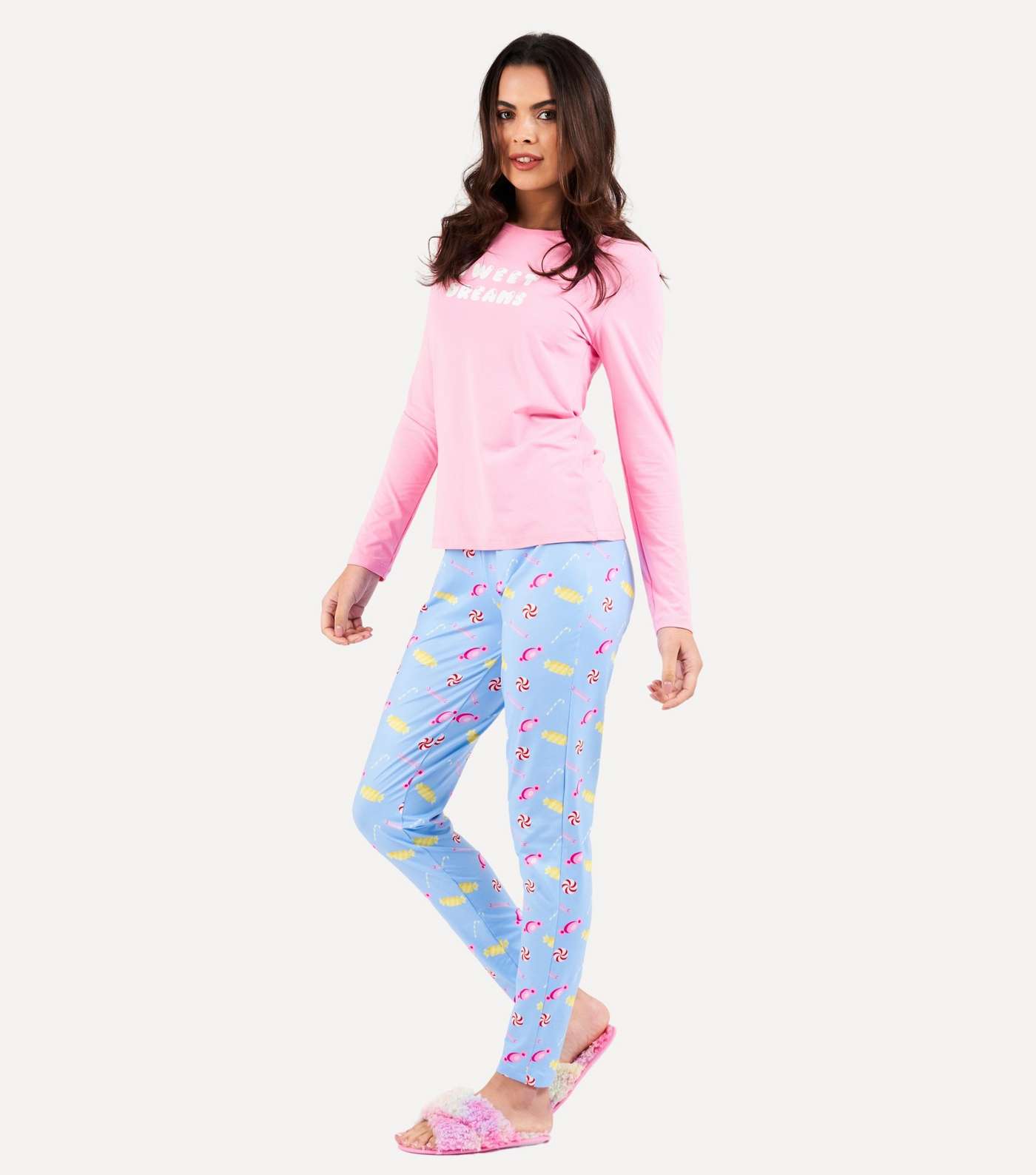 Loungeable Pink Pyjama Set with Sweet Dreams Logo Image 3