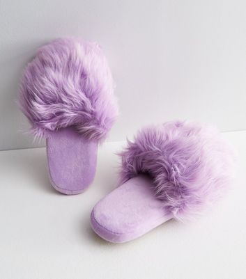 Purple 2025 fur slippers