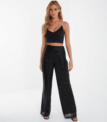 Glamorous GLITTER PLISSE - Trousers - black glitter plisse/black -  Zalando.de