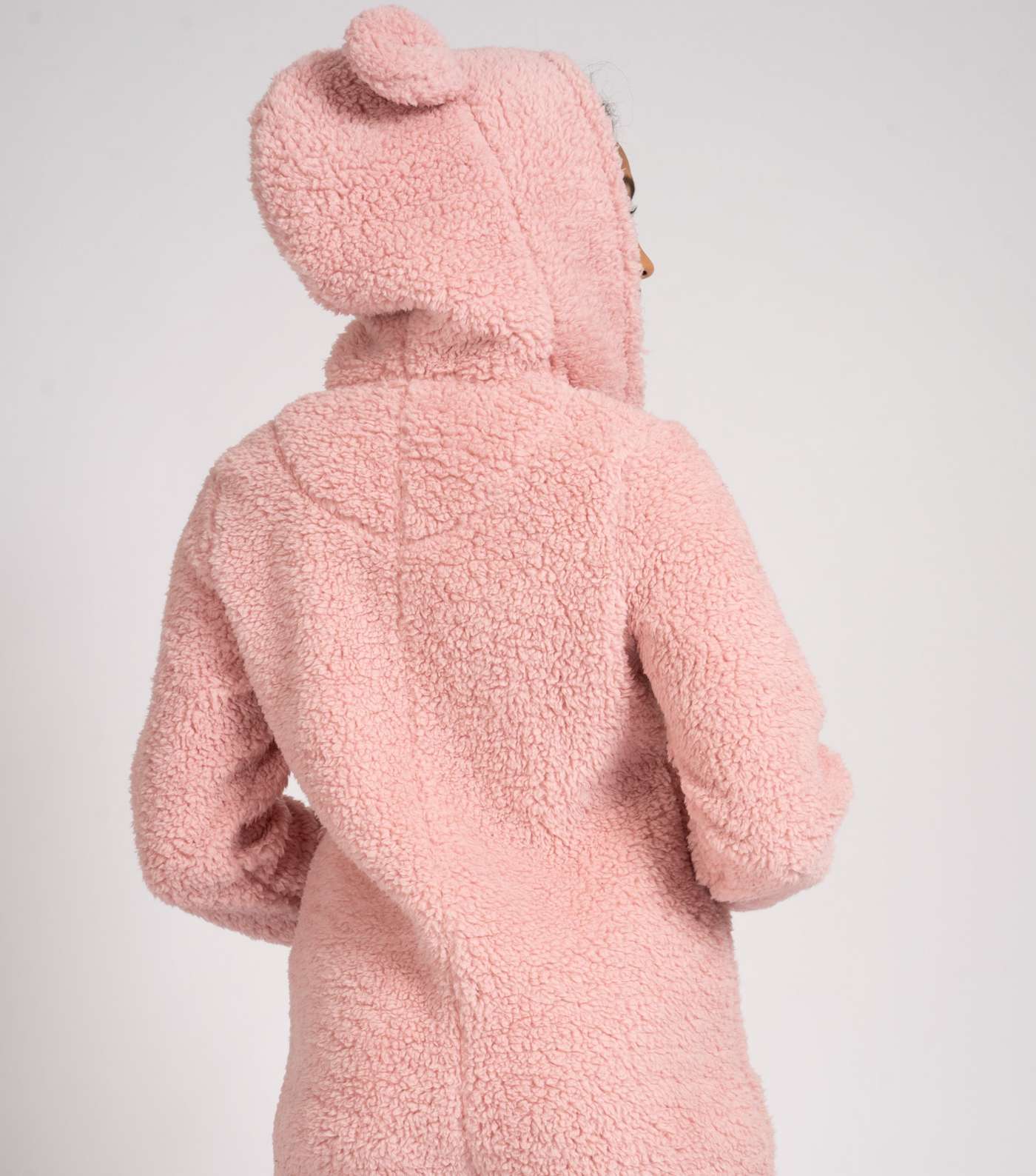 Loungeable Pink Teddy Hooded Short Onesie Image 3