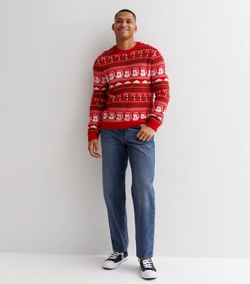 Red Fair Isle Crew Neck Christmas Jumper New Look