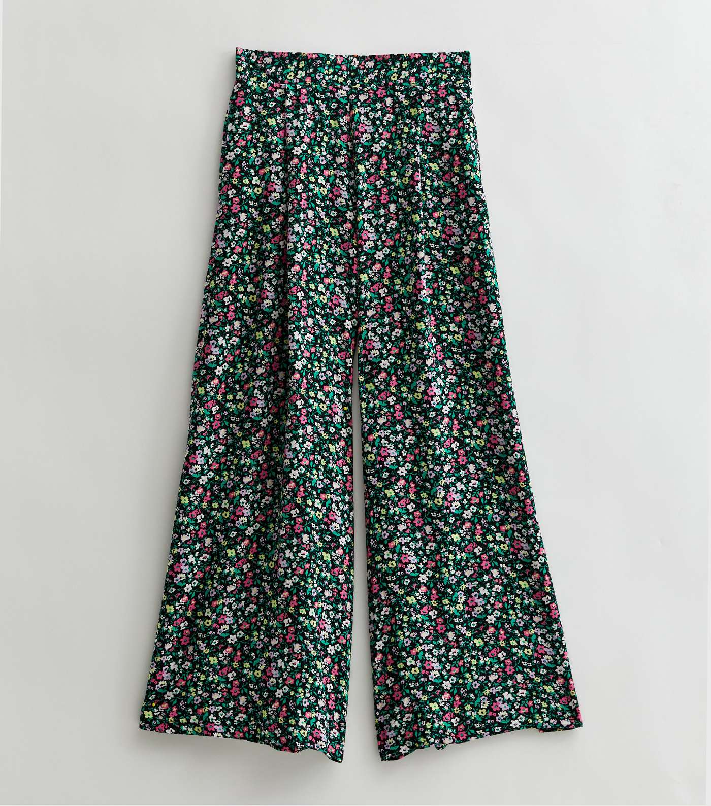 Tall Black Ditsy Floral Wide Leg Crop Trousers Image 5