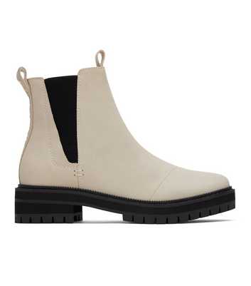 TOMS Off White Leather Chelsea Boots