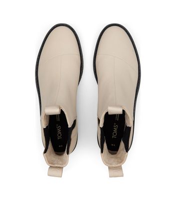 TOMS Off White Leather Chelsea Boots New Look