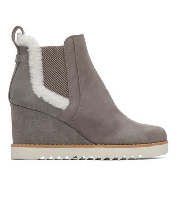 Grey wedge 2025 heel boots