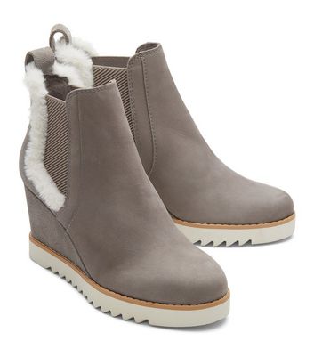 Grey deals suede wedges