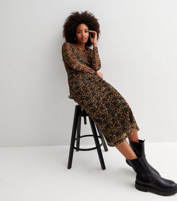 Leopard print midi dress 2024 zara