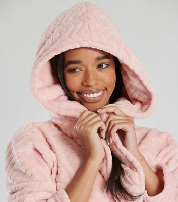 Pink hooded 2025 dressing gown