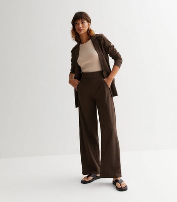 Dark brown wide leg trousers sale