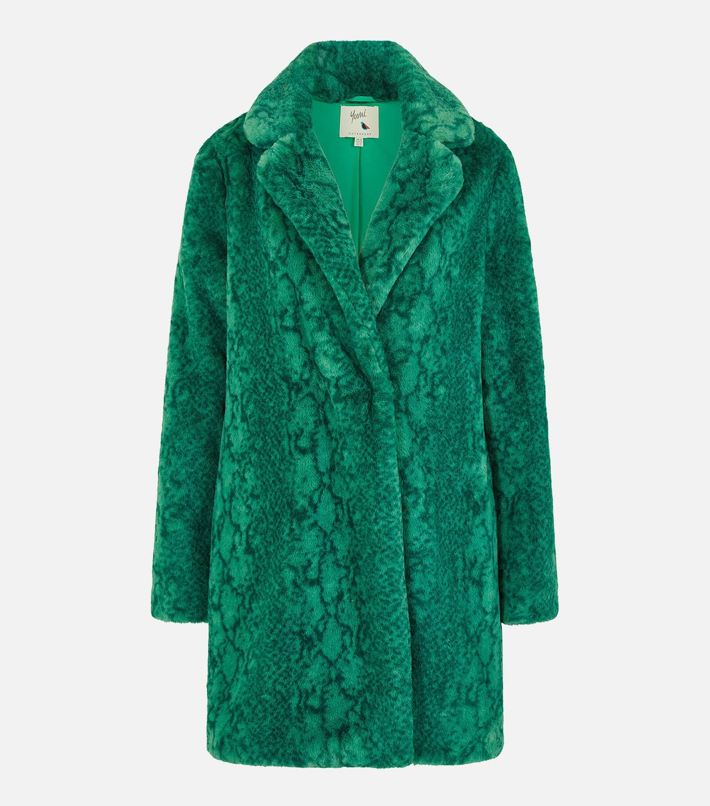 Yumi Green Snake Faux Fur Long Coat Image 5