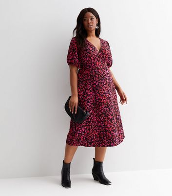 Red leopard 2025 midi dress