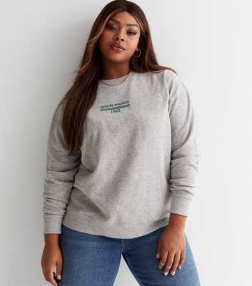 Curves Grey Marl Sports Society Logo Sweatshirt