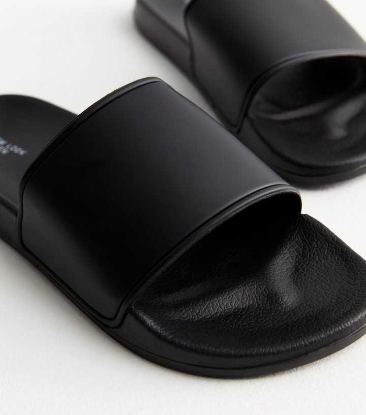 Plain Black Mens Sliders | atelier-yuwa.ciao.jp