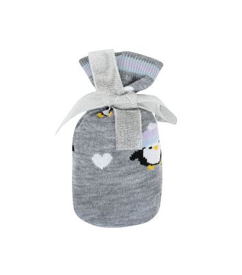 Loungeable Light Grey Penguin Socks in a Sock Bag New Look