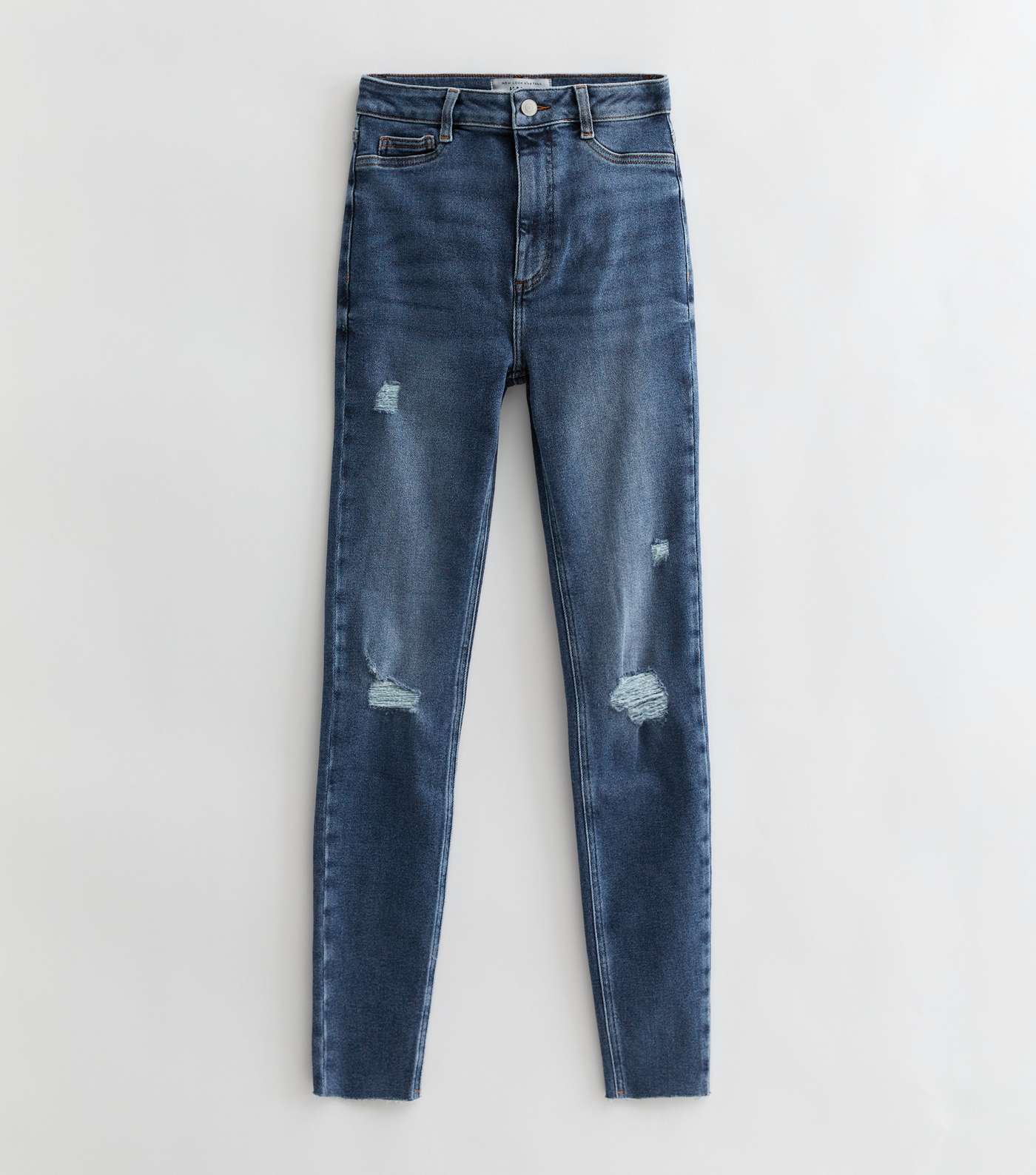 Tall Blue Ripped Knee High Waist Hallie Super Skinny Jeans Image 5