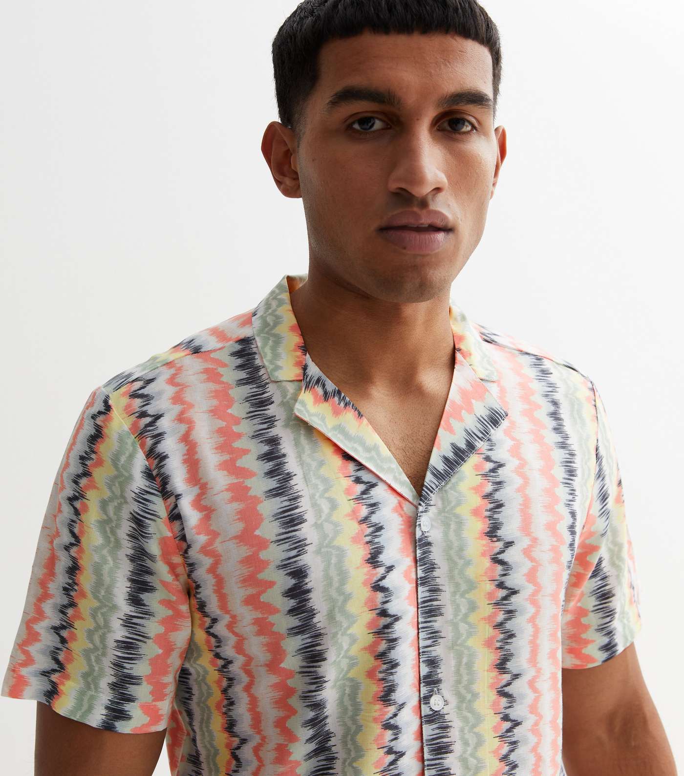 Pink Abstract Stripe Revere Collar Shirt Image 3