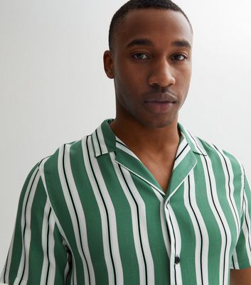 Green Stripe Short Sleeve Shirt New Look