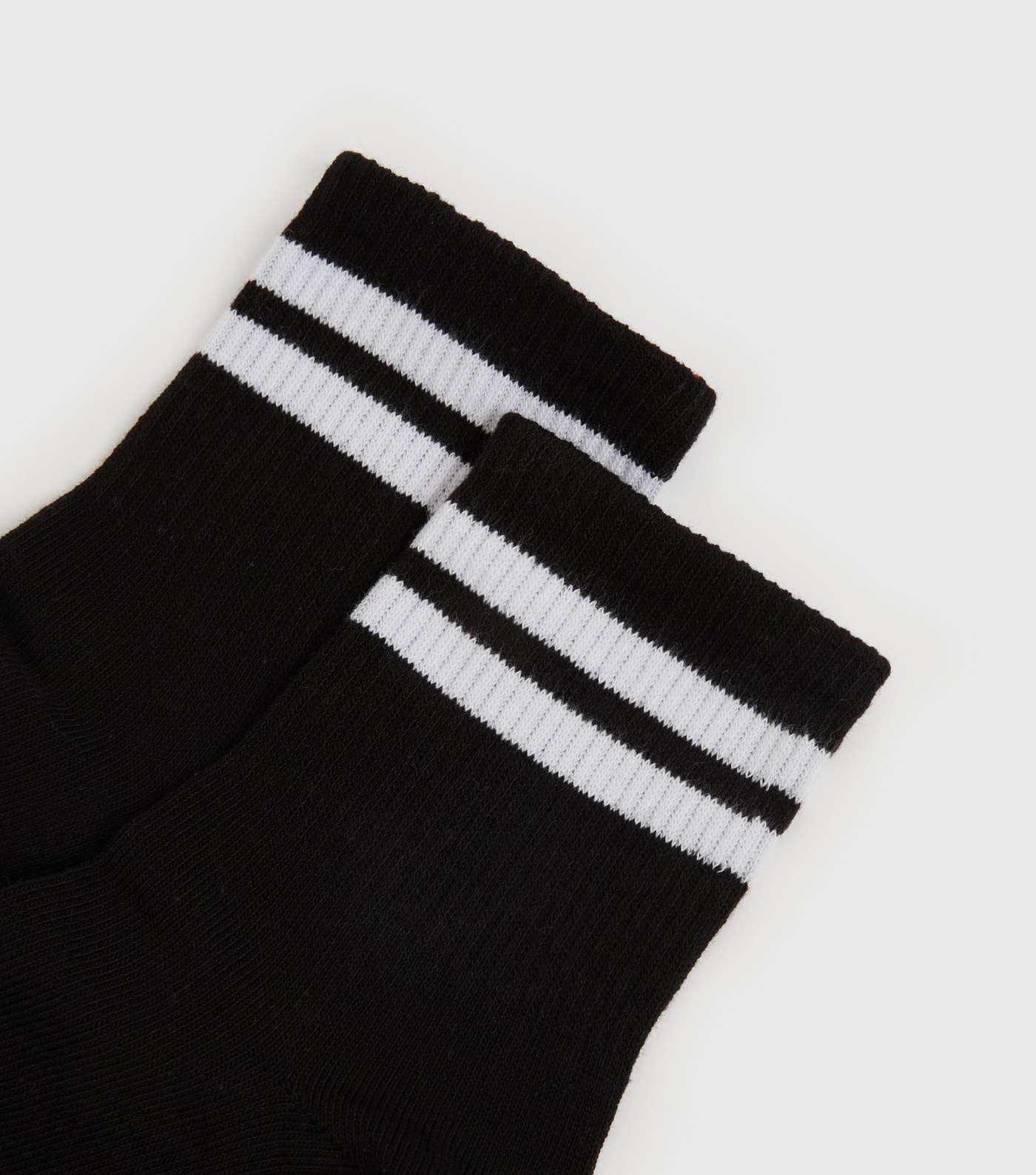 Black Ribbed Stripe Tube Socks Image 2