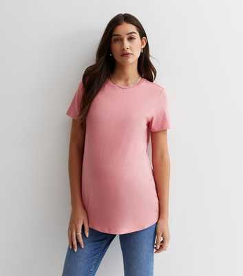 Maternity Pink Crew Neck Short Sleeve T-Shirt