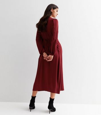 Burgundy shop button dress