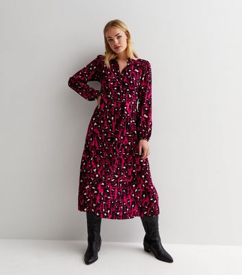 Animal print hotsell shirt midi dress