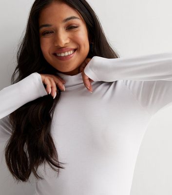 White roll neck bodysuit hotsell