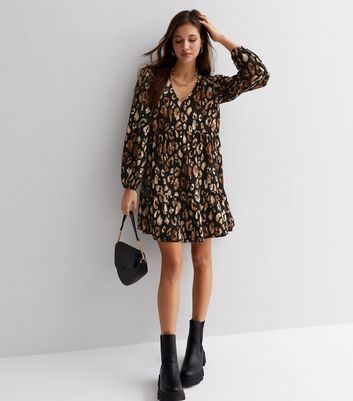 Black and leopard deals print dress new look